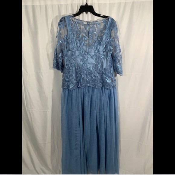 NEW‎ $208 BRIANNA Embellished Mesh Gown in Blue - Picture 5 of 8